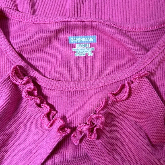 GARANIMALS Lettuce-Edge Tee with Long Sleeve Pink Ribbed Girls 5T - Picture 3 of 4
